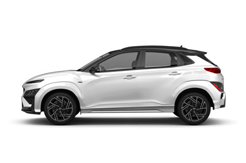 zu sehen ist ein weißer Hyundai KONA N