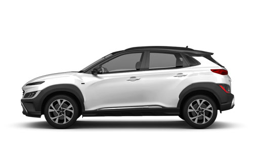 zu sehen ist ein weißer Hyundai KONA