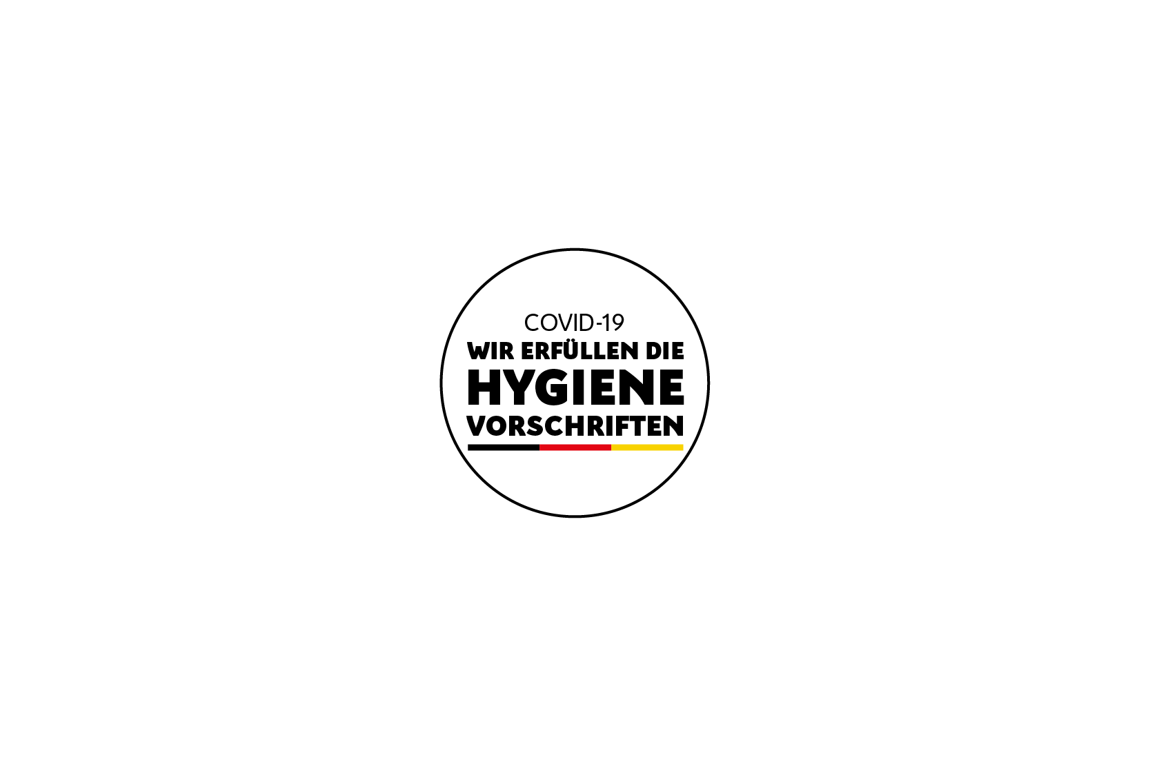 Logo. Covid-19. Wir erfüllen die Hygiene Vorschriften.