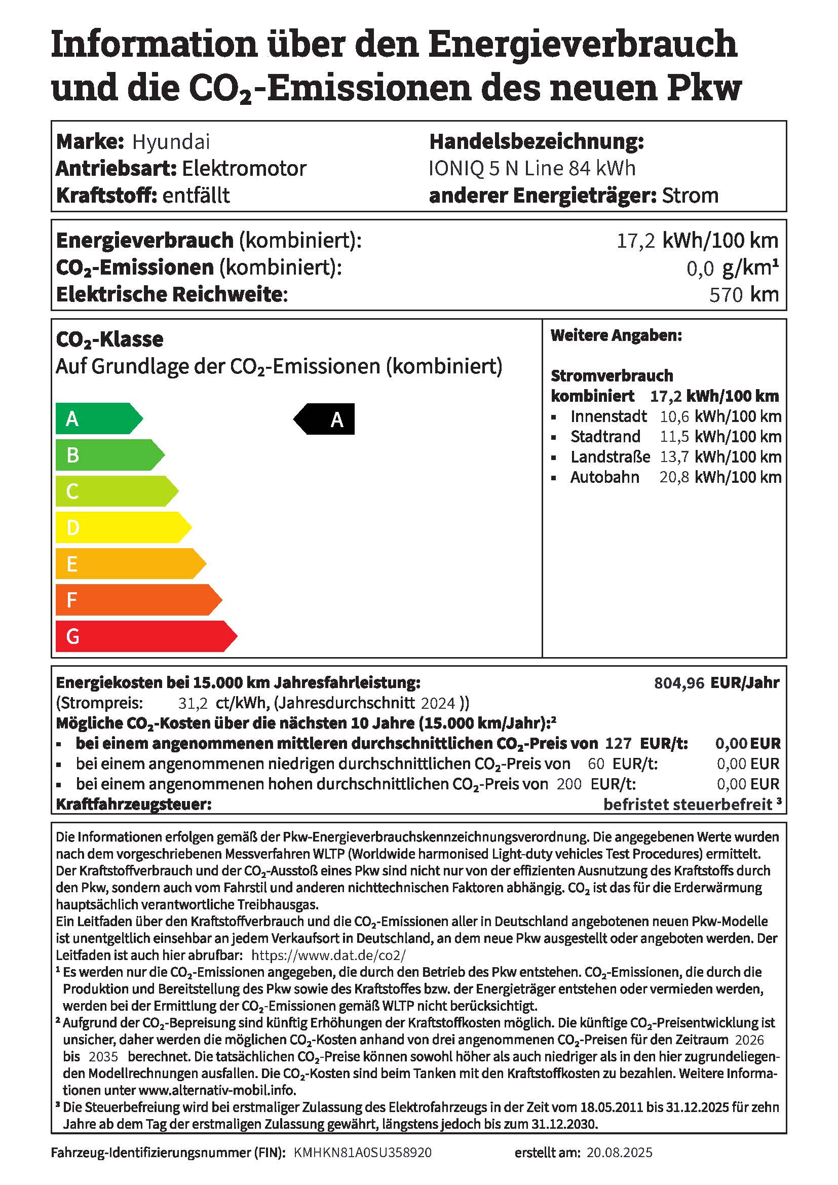 Informationen über den Energieverbrauch