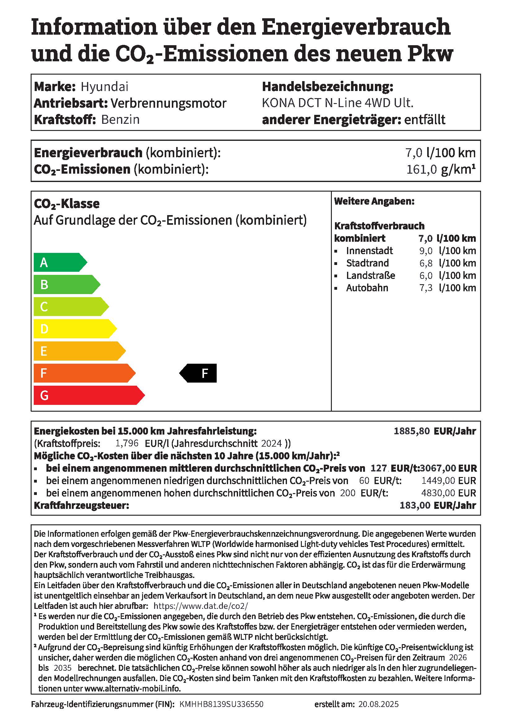 Informationen über den Energieverbrauch