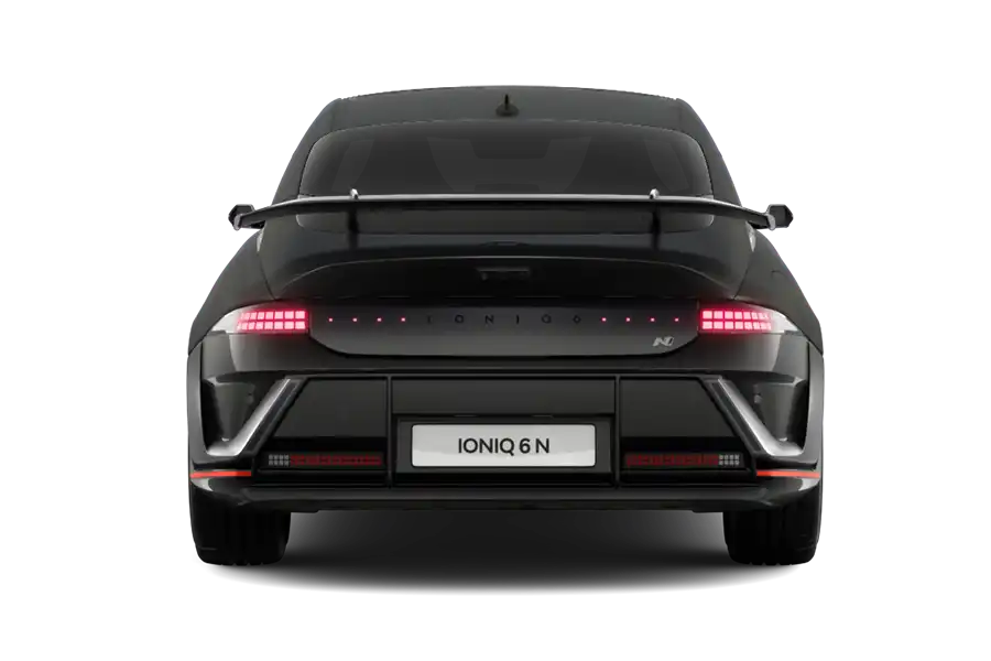 zu sehen: schwarzer ioniq 6n Heckansicht